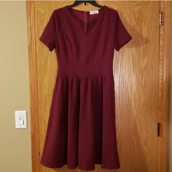 Vintage Burgendy Dress - Picture 6 of 7